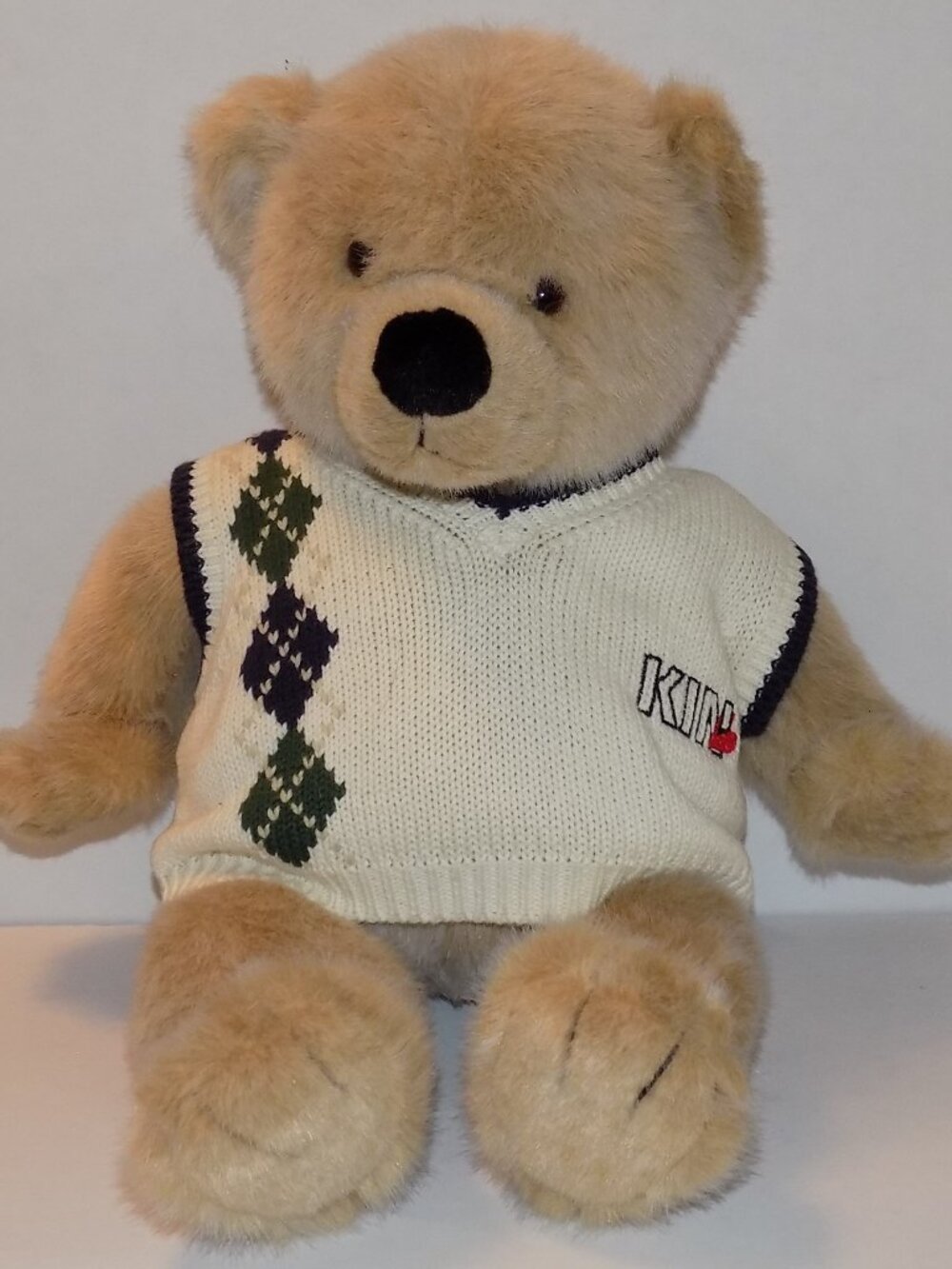 Kohl's Cares Teddy Bear Plush Argyle Sweater Vest Stuffed Animal Tan Bear